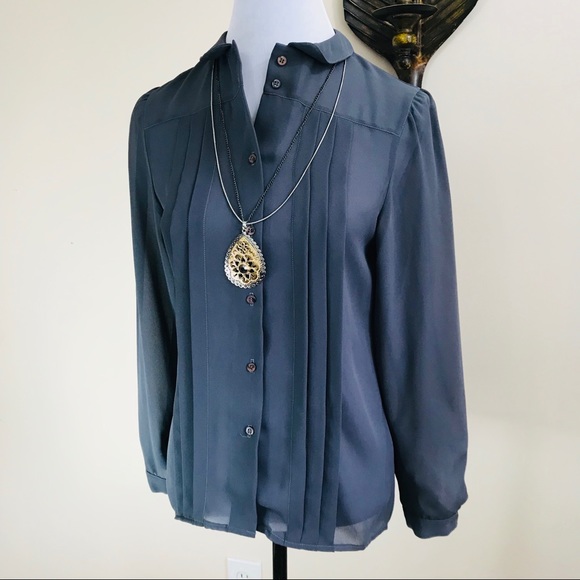 Oscar De La Renta Peter Pan Pleat Chiffon Blouse 8 - Picture 3 of 8